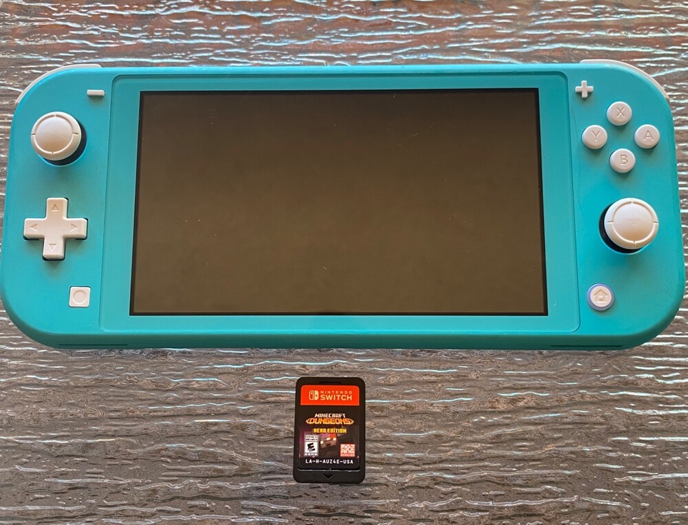 Nintendo Switch Lite Hand-Held Gaming Console - Turquoise W/ Minecraft Hero game